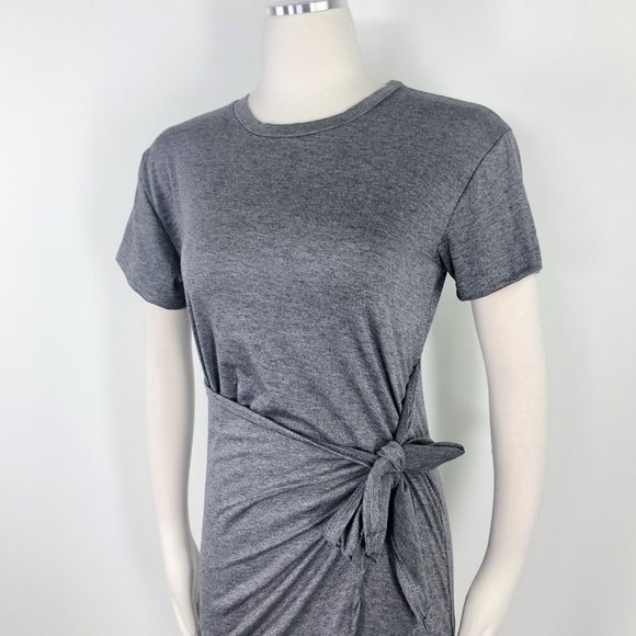 Grey Faux Wrap Mini Dress Short Sleeve Crew Tee EU - Picture 4 of 8